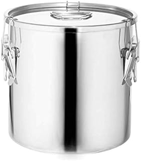 304 Stainless Steel Food Storage Containers Airtight with Portable Handle, Large Kitchen Rice Canisters Bucket with Lids and Side Locking Clamp,Great for Flour Snacks Sugar Cereal