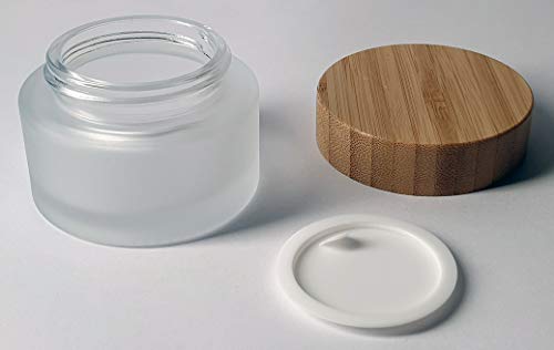 Premium Glass 50 ml Glass jar First-Class Workman with Bamboo lid ecologically Valuable, White Matt, Diameter approx. 60 mm - Image 3
