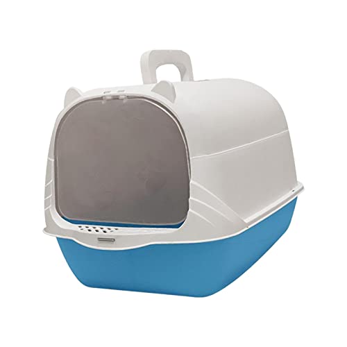 Ｋｌｋｃｍｓ Cat Litter Box With Front Door, Handle Kitten Potty With Door With Easy Access Easy Tidy Durable Large Cat Litter Box With Lid, Blue #TOP6