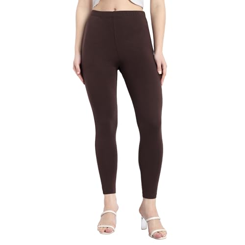 Image of ONE SKY Women Ankle Length Leggings | Premium Cotton Modal Spandex Blend | High Waist Stretchable & Bio-Washed Fabric | Colour-Lock | Ethnic Leggings for Women