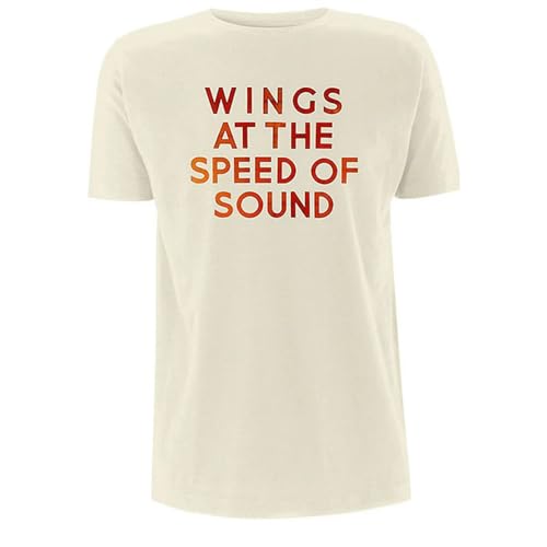 Paul McCartney Unisex Adult Wings At The Speed Of Sound T-Shirt (XL) (Sand) - Les Beatles, Paul McCartney, John Lennon, RIngo Starr, George Harrison Paul McCartney Unisex Adult Wings At The Speed Of Sound T-Shirt (XL) (Sand)
