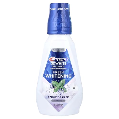 Crest 3D White Brilliance Alcohol Free Whitening Mouthwash, Clean Mint, 16.9 Fluid Ounce