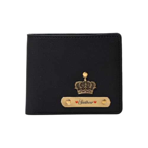Image of Men Leather Personalized Name & Charm Imported Wallet | Gifts Husband Boyfriend Employees Clients Colleagues Friend (Black)