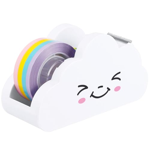 Funny Tape Dispenser for Kids Smile Cloud-Shaped Cute Tape Dispenser for Kids Art Craft School Office Stationery Supplies 4.5x1.7x2.4 Inch