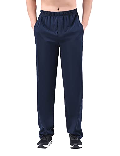 Zoulee Men's Summer Casual Zipper Fly Closure Jogger Sweatpants Quick-Drying Pants