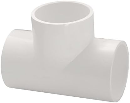 PVC Straight Tee Pipe Fitting - Socket / Slip - Schedule 40 - White - 2-Inch - Pack of 12