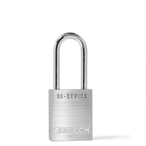 Image of PACLOCK's SR-90A Padlock, 2 inch Tall Hardened Steel Shackle, High Performance 6-Pin Cylinder, Keyed Differently w / 2 Keys, Silver
