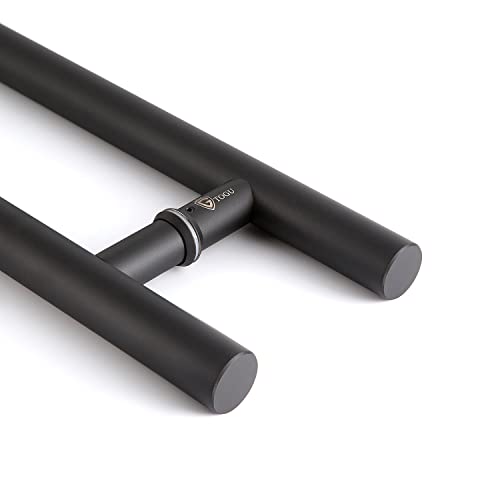 Togu Tg-6012 24 Inches Solid Standoffs Heavy-Duty Commercial Grade-304 Stainless Steel Push Pull Door Handle/Barn Door Pull Handle/Glass Pulls, Matte Black Finish #TOP6