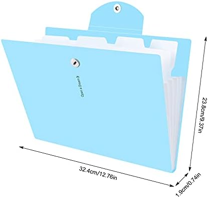 CITAMAMA 2 Pack Expanding File Folders, 5 Pockets File Organiser Accordion Document Organizer Folder for Paperwork A4 Size with Buckle Closure, for School Office Home (Blue)