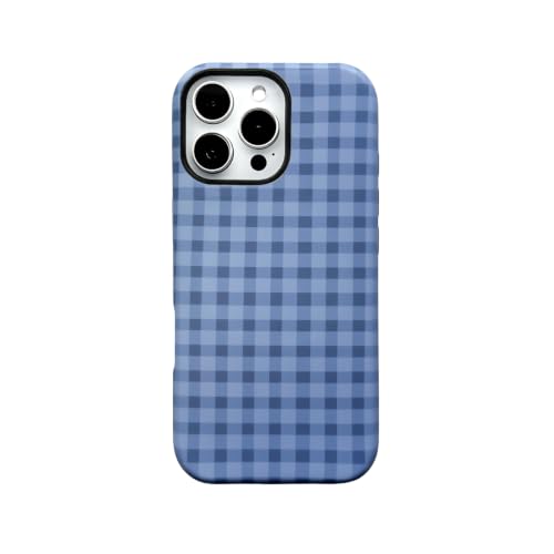 Reezaddin Gingham Phone Case for iPhone 16 Pro, Navy Blue