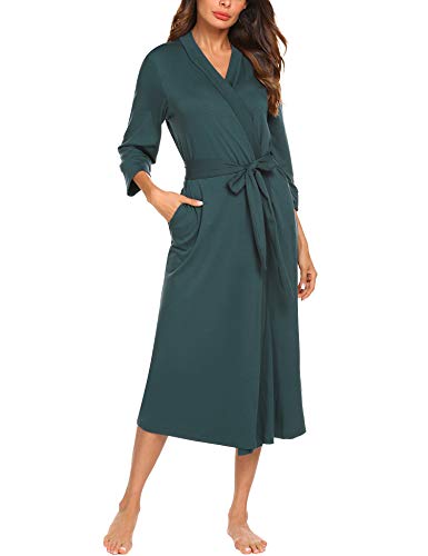 Damen Morgenmantel Lange Ärmel Bademantel Kimono Baumwolle…