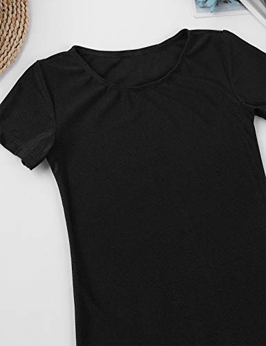 Daenrui Kids Girls Boys Short Sleeve Tumbling Unitard Athletic Gymnastic Biketard Ballet Dance Leotard Black 8 Years #TOP6