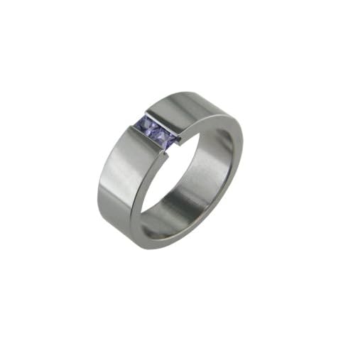Alain Raphael Lea - size 10.00 Titanium Band with Tension Set Princess Cut Cz Iolites Cover