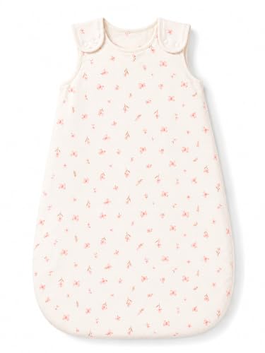 Image of TuddyBuddy Baby Cotton Wearable Quilted Sleeping Bag Blanket 1.5 Tog with 2 Way Zipper Closure | Ideal for Babies & Kids Hypoallergenic Fabrics | (Pink Butterflies - Off White, 0-6 Months)