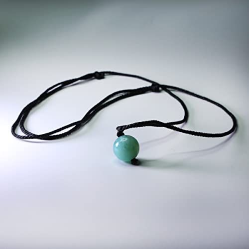 Small Cord Necklace Amazonite Natural Round Beads Gemstones Pendant Unisex Men Women Girls Jewelry Handmade Adjustable Chain Strand Crystal Healing Chakra Blue Stone Simple Choker #TOP5
