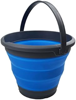 SAMMART Collapsible Bucket (Grey/Marine Blue, 5.5L - Round)