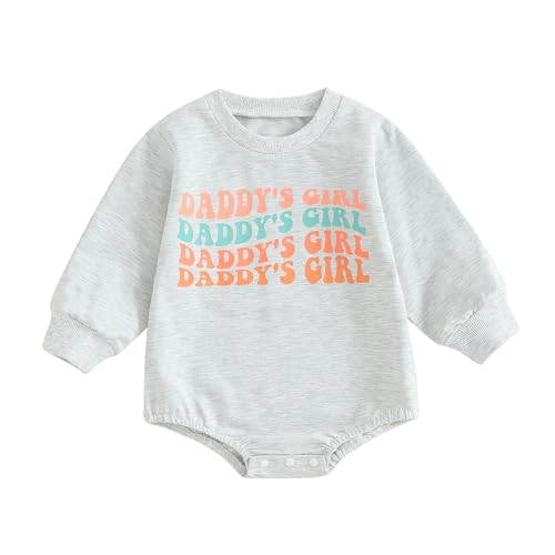 Image of Newborn Baby Girl Romper Daddys Girl Clothes Long Sleeve Round Neck Romper Toddler Girl Outfit