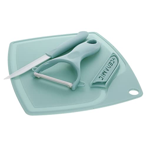 Set cuchillos cocina 3 piezas cerámica azul