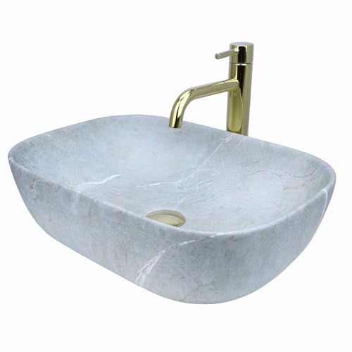 GTM Design Aufsatzwaschbecken Matt Modern Waschbecken ohne Hahnloch - Elegant Aufsatzwaschbecken Oval für Badezimmer und Gäste WC - nur Bad Waschbecken - Modell 5