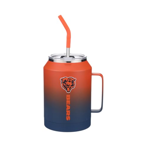The Memory Company Officially Licensed 50oz Ombre Water Jug with Handle and Straw, Chicago Bears