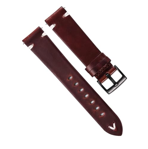 Bracelet de montre en cuir italien huilé et ciré fait main pour homme