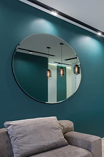 MirrorOutlet All Glass Bevelled Classic Design Round Mirror 120 x 120CM 4ft x 4ft, Frameless, YC130