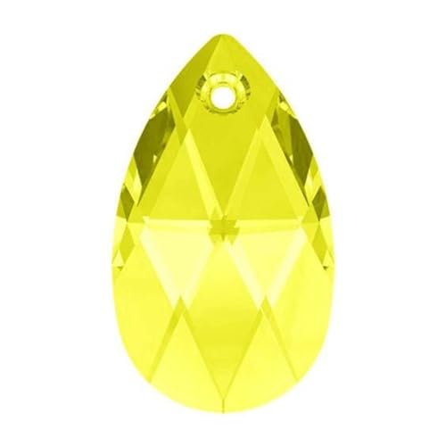 100pcs Czech Faceted Crystal Glass Pear Chandelier Pendant Drop Beads Suncatcher 22mm Large November Topaz Yellow Birthstone