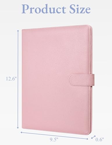 Image of Mymazn Padfolio Portfolio Folder, Faux Leather Interview Resume Folder with Document Organizer & Business Card Holder, Letter-Sized Notepad Legal Pad Holder for Men Women (Pink)