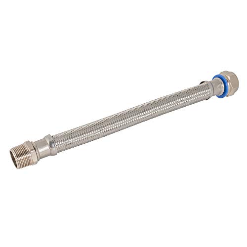 Eastman 12 Inch Water Heater Connector, 3/4 Inch FIP Swivel x 3/4 Inch MIP Rigid, Flexible Braided Stainless Steel, 48573