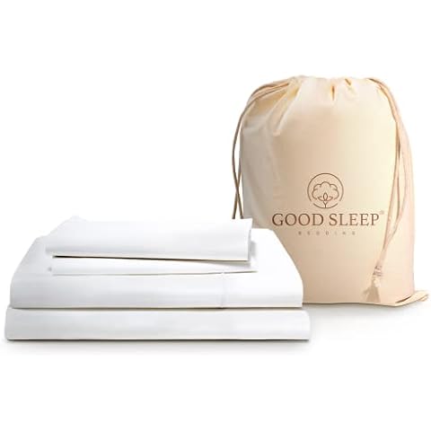 Good Sleep Bedding King Size Sheets Set - 4 Pc, 100% Egyptian Cotton Sheets King Size, 1000 TC 16" Deep Pocket King Sheet Set, Soft & Breathable, Sateen Weave King Sheets with Pillowcases - White Cover