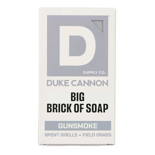 Image of Duke Cannon Supply Co. Extra Large Bar Soap - Men's Natural Bar Soap with a Masculine Scent - Spent Shells + Field Grass - Body Soap for Men - All Skin Types - Big Brick of Soap - Gun Smoke (10 oz) | Spent Shells + Field Grass Scent - Triple-Milled Men's Bar Soap - Deep-Cleansing Bath Bar