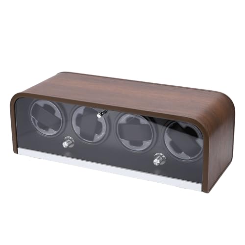 Asixxsix Remontoir de Montre Automatique avec 5 Modes de Rotation et Moteur Super Silencieux, pour Montres Automatiques et Mécaniques avec Lumière LED et Finition Grain de Bois