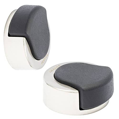 WAGNER Doorstop 2in1 SCREW- Ø 38 x 39 x 15 mm, design buffer made of satinised die-cast zinc with stainless steel look + rubber, to be screwed on floors or walls, mounting material included - 15514811