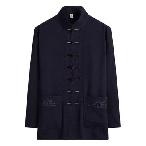 Chemise costume col montant homme manches longues style vintage chinois chic avec poches