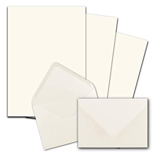 25x Briefpapier-Sets DIN A4 mit C6 Briefumschlägen, Nassklebung - Naturweiß - mattes Schreibpapier mit Kuverts - FarbenFroh by GUSTAV NEUSER