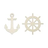 Creaides Large Anchor Rudder Wood Cutouts Crafts Unfinished Wood Ornaments Gift Tag for Ocean Themed