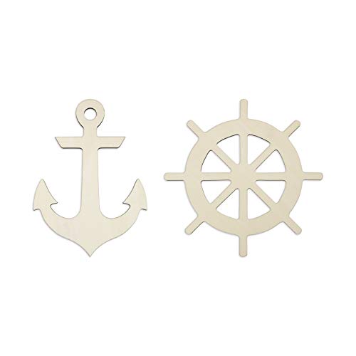 Creaides Large Anchor Rudder Wood Cutouts Crafts Unfinished Wood Ornaments Gift Tag For Ocean Themed Party Home Decoration (7.9 In, 2 Pack) #TOP18