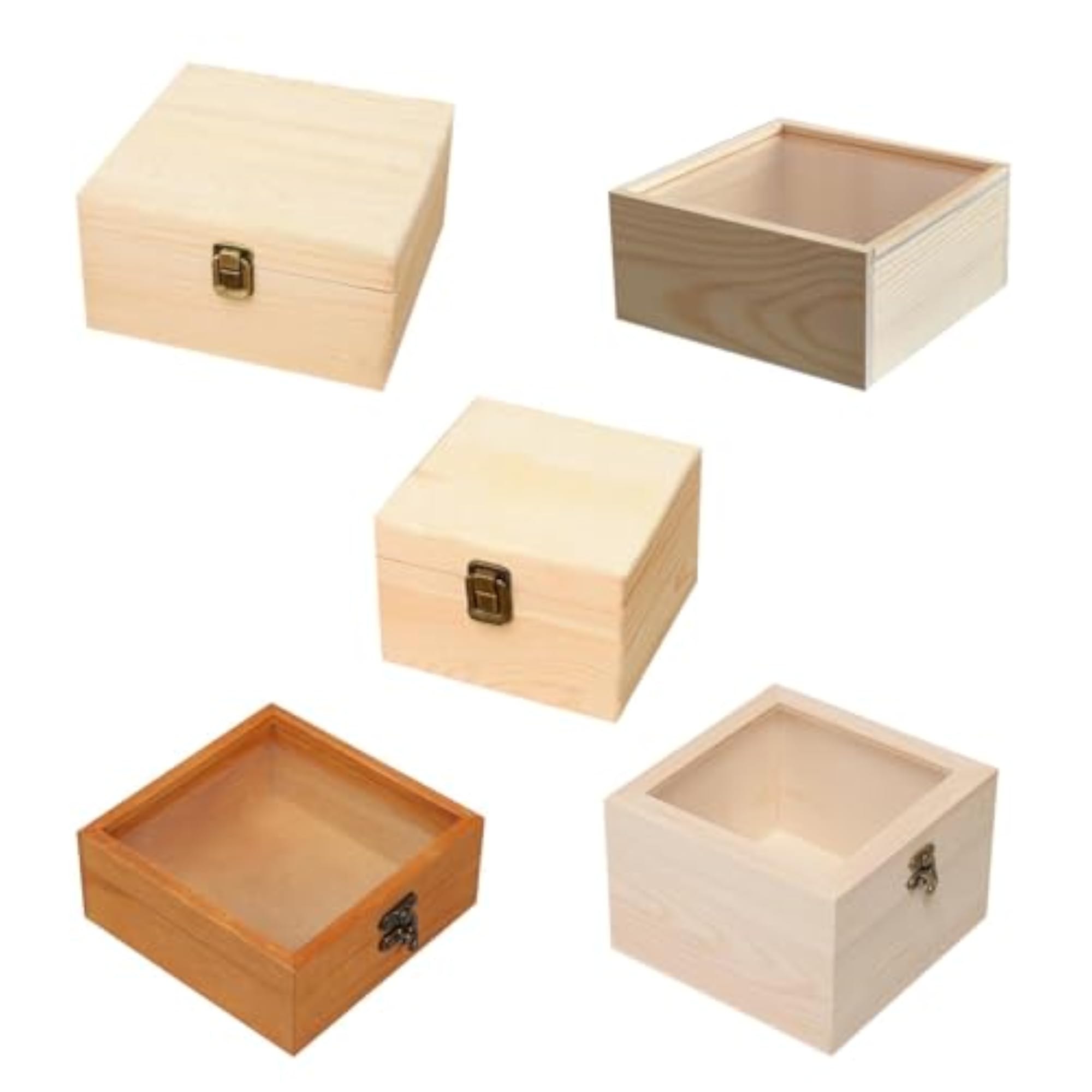 Wooden Storage Box DIY Craft Gift Box for Keepsakes