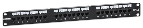 Intellinet 24 Port Cat6 Network Patch Panel with LEDs– UL Listed – 19 in Rackmount - Installer Grade 3µ Gold Plated Contacts - Lifetime Mfg Warranty 721080