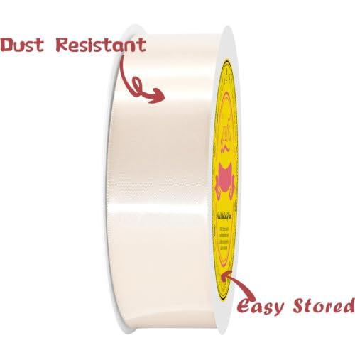 Image of Double Face Nude Satin Ribbon 1-1 /2 Inch x 50 Yards Polyester Ribbon for Gift Wrapping Easter Weddings Party Decorations Hair Bows Invitations