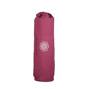 Surya Bag Grand Sac de Yoga en Coton, pour Tapis en Laine Vierge, Format XL, avec Motif Mandala, Aubergine