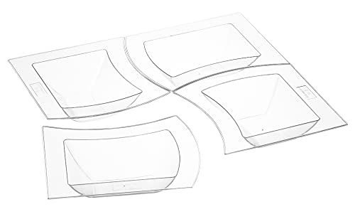 Plasticpro 4 Part Plastic Serving Platter Modern Divided 4 Sections Decorative Dish Disposable For Parties, For Snacks Appetizers Nuts Candy, 1 Set Of 4 Clear #TOP16