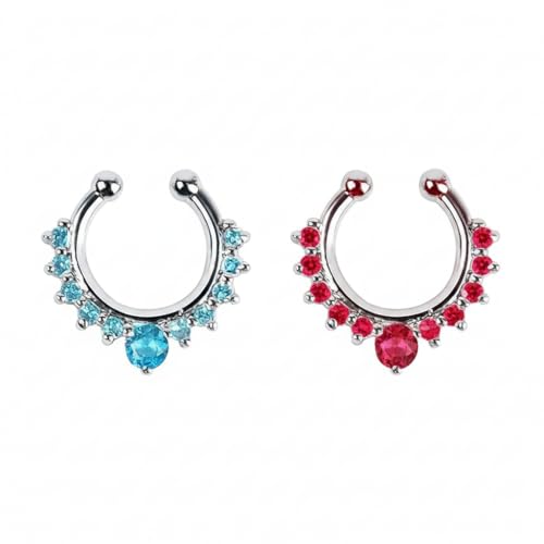 Image of RUVEE Nose & Ear Clip Titanium Plated Pin Non Pierced Just Press for Women & Girls Septum Ring