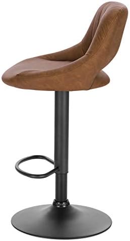 EUGAD Set of 4 Bar Stools Brown Kitchen Counter Island Bar Chairs, Soft Faux Leatherette PU Seat, Solid Adjustable Gas Lift Frame 0667BY-4