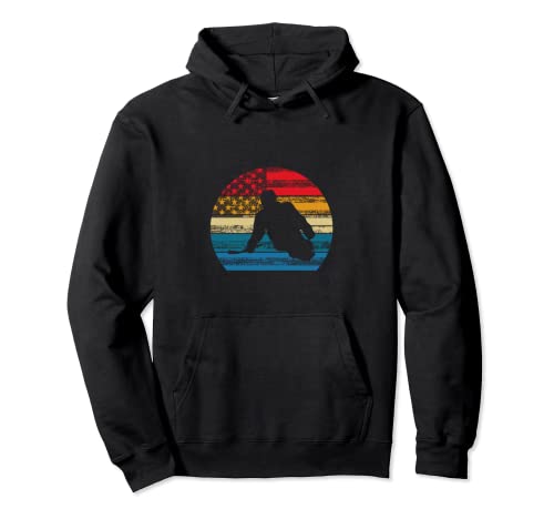 Sled hockey Retro US Flag Pullover Hoodie