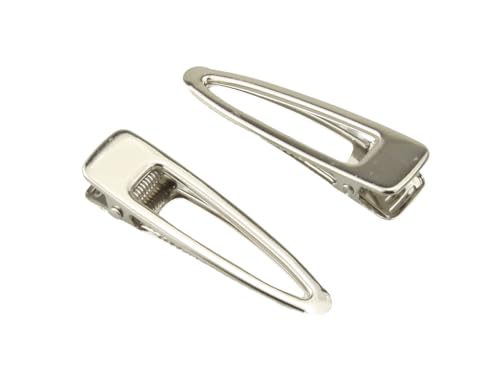 Pinzas de cabello en forma de lágrima de 55 mm, clips metálicos estilo cocodrilo para manualidades DIY (Plateado - 50 piezas)