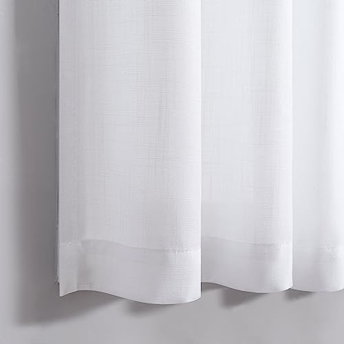 Dancurton DT-APDL-HFM-WHITE-30X24 White Kitchen Cafe Curtains 24 Inch Length For Small Window Treatments 2 Panels Set Back Tab Pocket Top Tier Curtains Semi Sheer Linen Short Bathroom Curtains thumb #4