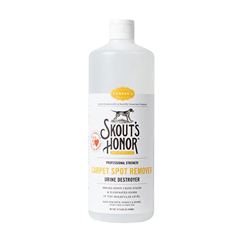SKOUT'S HONOR: Carpet Spot Remover Urine Destroyer - Professional Strength - Break Down Urine Stains & Eliminate Odors - Safe for Rugs, Carpet, Upholstery, and Other Porous Surfaces - 32 fl oz
