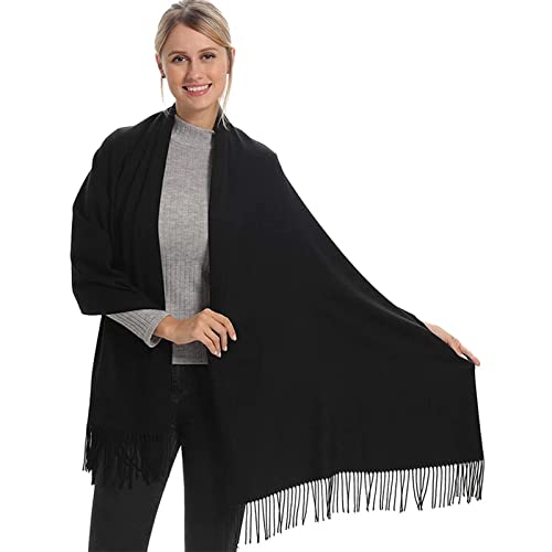 iRenXiao Écharpe pour femme en cachemire, chaude et raffinée tricot d'hiver, Noir , S Cover