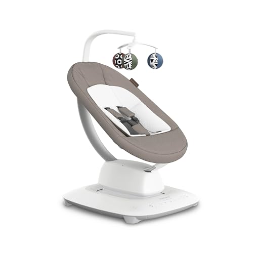UPPAbaby Mamaroo Smart Swing – Customizable Soothing Modes with MotionSync Technology – Infant Recline + Bluetooth Enabled – Included Newborn Insert – Wells (Dark Taupe Mélange)